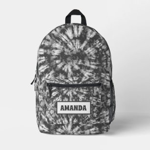 Personalised Black and White Tie Dye Batik Printed Backpack