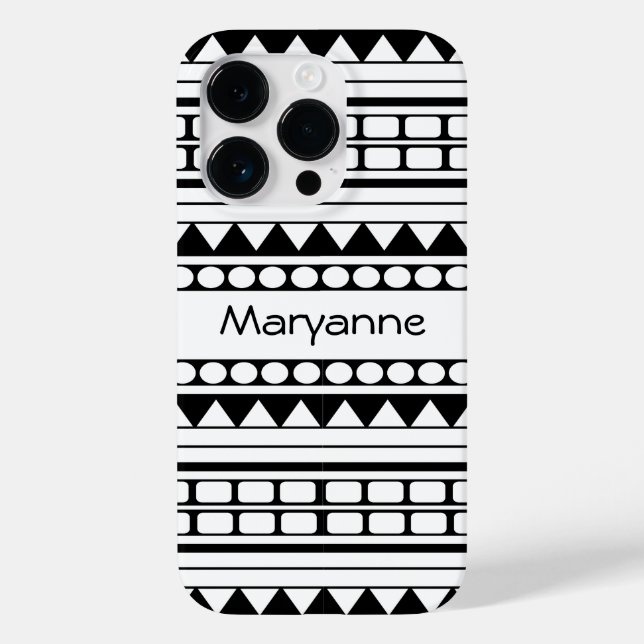 Personalised Black and White tribal style pattern Case-Mate iPhone Case (Back)
