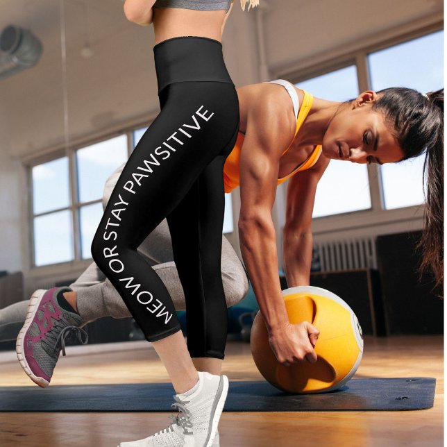 Personalised Black And White Typography Layout Fun Capri Leggings (Creator Uploaded)