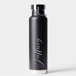 Personalised Black And White Water Bottle