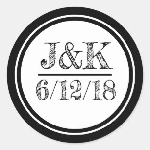 Personalised Black and White Wedding Stickers