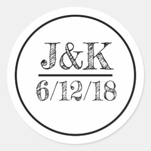 Personalised Black and White Wedding Stickers