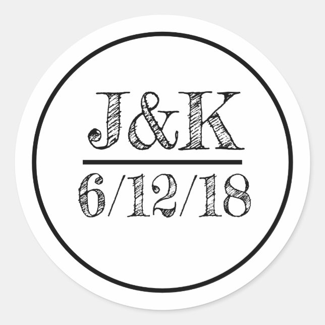 Personalised Black and White Wedding Stickers (Front)