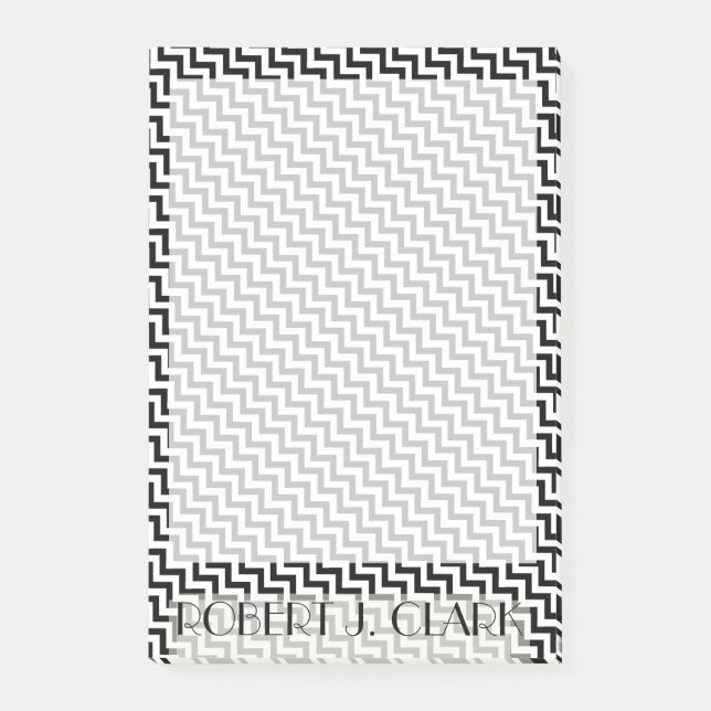 Personalised BLACK AND WHITE ZIG ZAG Border Post-it Notes (Front)