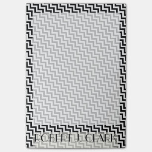Personalised BLACK AND WHITE ZIG ZAG Border Post-it Notes