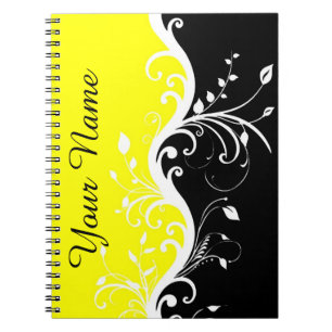 Personalised Black and Yellow Notebook