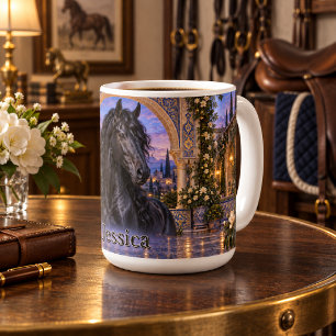 Personalised Black Andalusian Horse Sapphire Coffee Mug