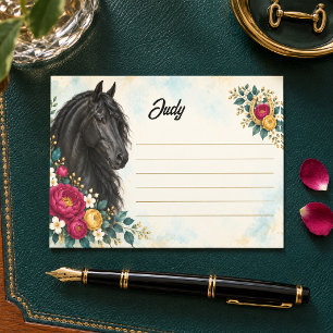 Personalised Black Andalusian Jewel-Tone Floral Post-it Notes