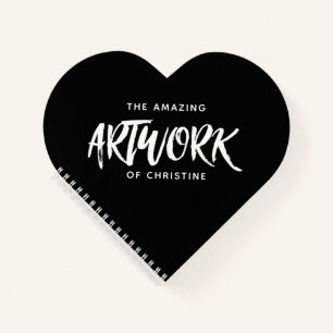 Personalised Black Artist Heart Sketchbook Notebook