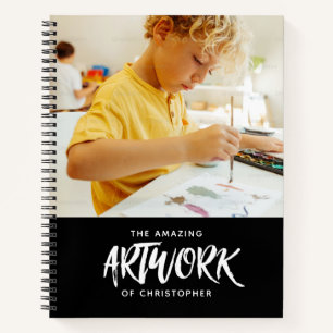 Personalised Black Artist Photo Sketchbook Notebook