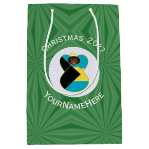 Personalised Black Bahamian Angel Hanukkah Flag Medium Gift Bag