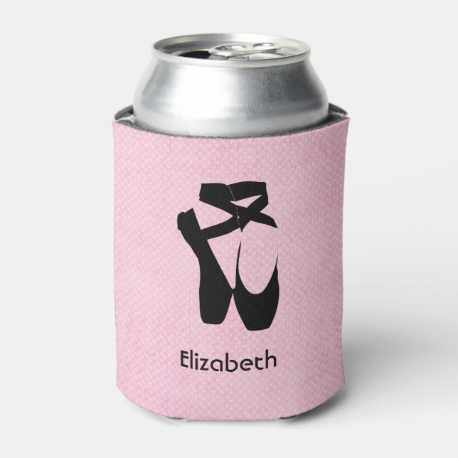 Personalised Black Ballet Shoes En Pointe Can Cooler (Can Front)