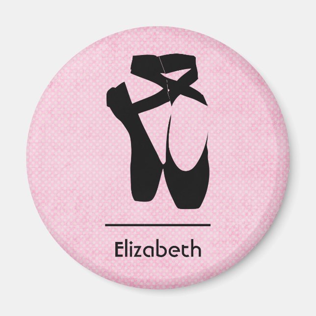 Personalised Black Ballet Shoes En Pointe Magnet (Front)