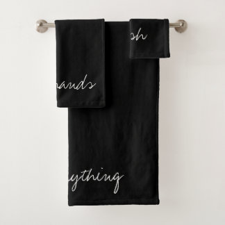Personalised Black Bath Towel Set