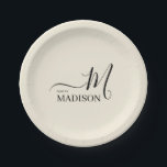 Personalised Black Beige Signature Family Name  Paper Plate<br><div class="desc">You Can Customise it. Modern And Simple Design,  Black Biege Signature Name Family.</div>