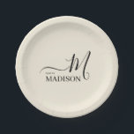 Personalised Black Beige Signature Family Name  Paper Plate<br><div class="desc">You Can Customise it. Modern And Simple Design,  Black Biege Signature Name Family.</div>