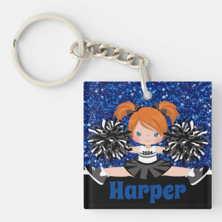 Personalised Black & Blue Cheerleading Keychain