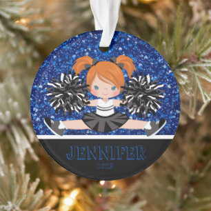 Personalised Black & Blue Cheerleading Ornament 