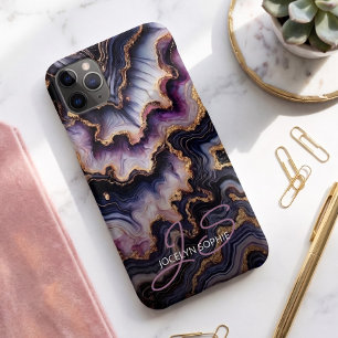 Personalised Black Blue Purple Gold Marble Art Case-Mate iPhone Case