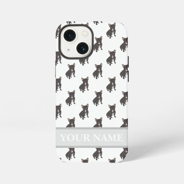 Personalised Black Brindle Frenchie Dog  iPhone Case (Back)