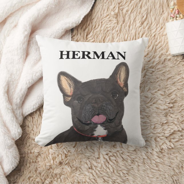Personalised Black Brindle Frenchie French Bulldog Cushion (Blanket)
