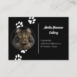 Personalised Black Business Card For Cattery
