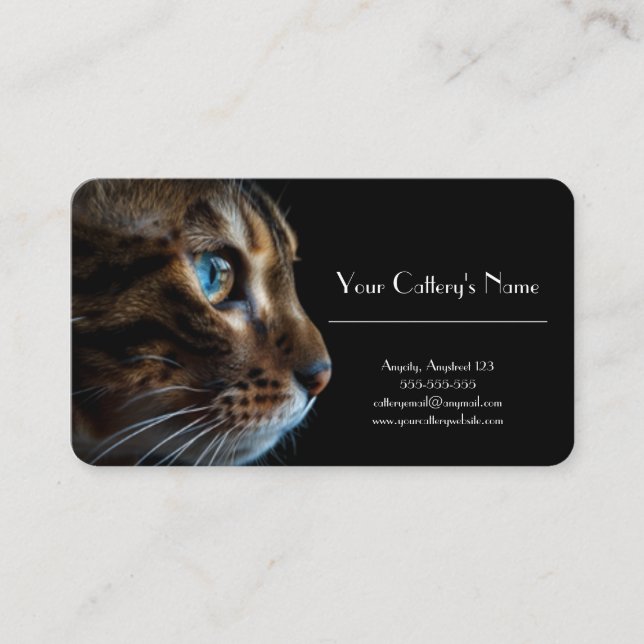 Personalised Black Business Card For Cattery (Front)