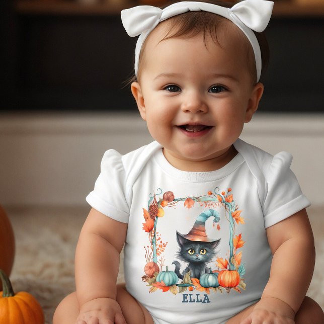 Personalised Black Cat Baby Halloween Bodysuit (Creator Uploaded)