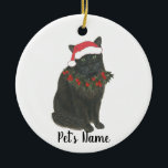Personalised Black Cat Ceramic Tree Decoration<br><div class="desc">Make the nice list this year with an ornament of your favourite black kitty elf!</div>