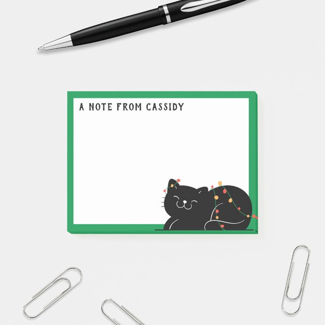 Personalised Black Cat Christmas Post-it Notes (Creator Uploaded)