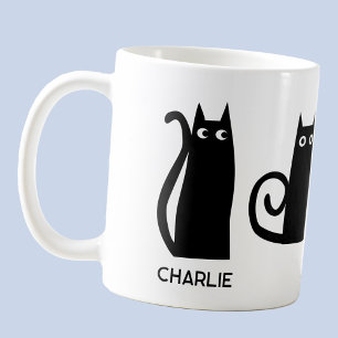 Personalised Black Cat Coffee Mug