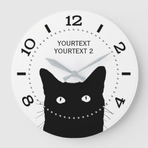Personalised Black Cat Dial on a Large Clock