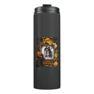 Personalised Black Cat Halloween Family Photo Fram Thermal Tumbler