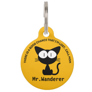 Personalised Black Cat ID tag with Phone, Address