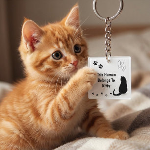 Personalised Black Cat Keychain