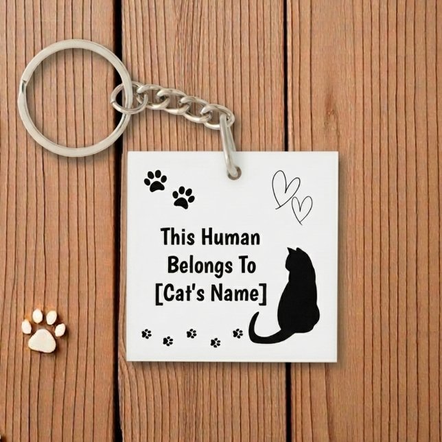 Personalised Black Cat Keychain (Personalized keychain for cat lovers)