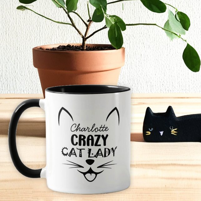 Personalised Black Cat Lady Name Mug (Creator Uploaded)