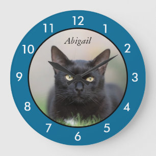 Personalised Black Cat Large Clock