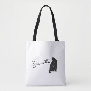 Personalised Black Cat Looking Back Tote Bag