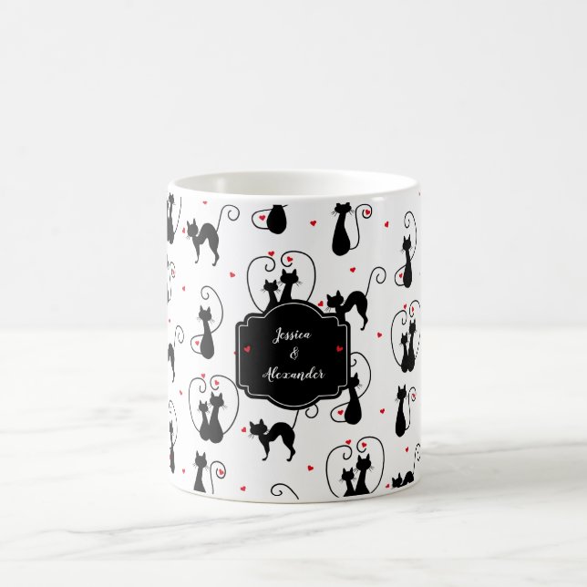 Personalised Black Cat Love  Coffee Mug (Center)