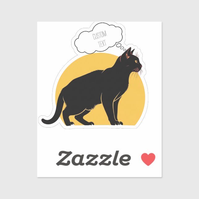  Personalised Black Cat & Moon Laptop Sticker (Sheet)
