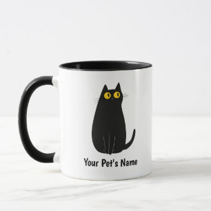 Personalised Black Cat Mug – Add Name, Cat Mum Gif