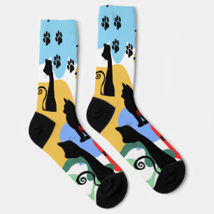 Personalised Black Cat Name Socks Cute Cat Gift