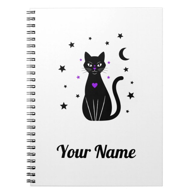 Personalised Black Cat Notebook (Front)
