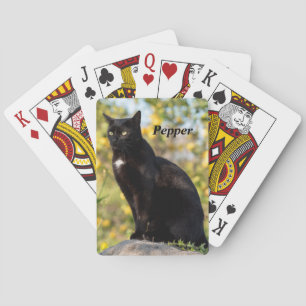 Personalised Black Cat Playing Cards