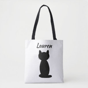 Personalised Black Cat Silhouette Tote Bag