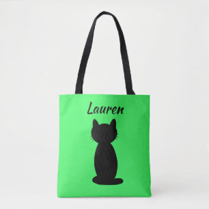 Personalised Black Cat Silhouette Tote Bag