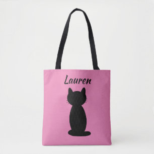 Personalised Black Cat Silhouette Tote Bag