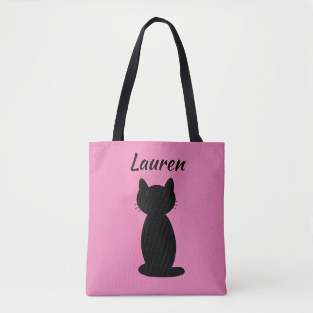 Personalised Black Cat Silhouette  Tote Bag (Front)