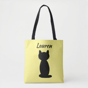 Personalised Black Cat Silhouette Tote Bag